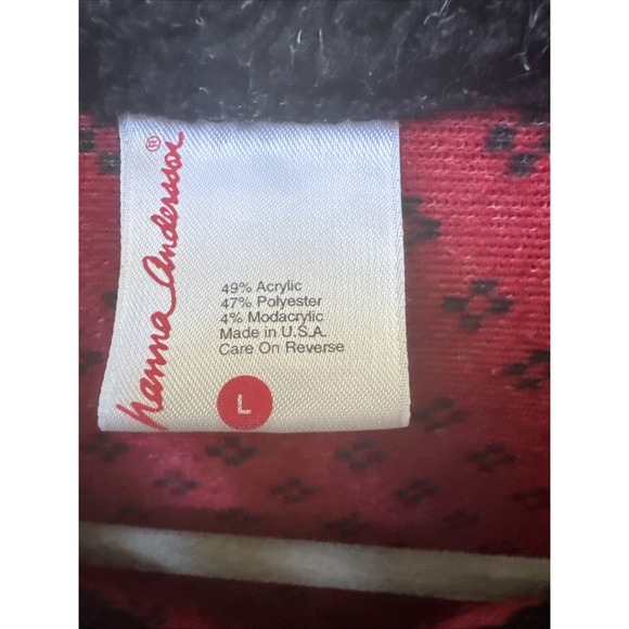 Hanna Andersson Sweater Large Nordic Fair Isle Quarter Zip Pullover Sweater Red - Picture 2 of 7